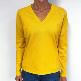 Brand New Scottish Primrose Yellow Cashmere V-Neck Jumper Medium