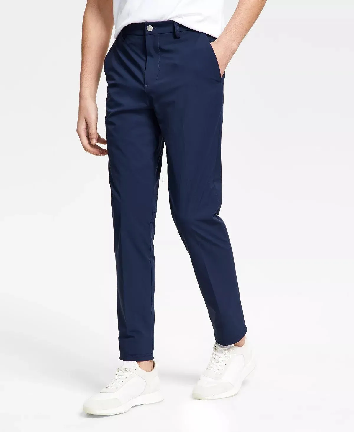 Calvin Klein Mens Slim Fit Dress Pants 36 / 30 Navy Blue Solid