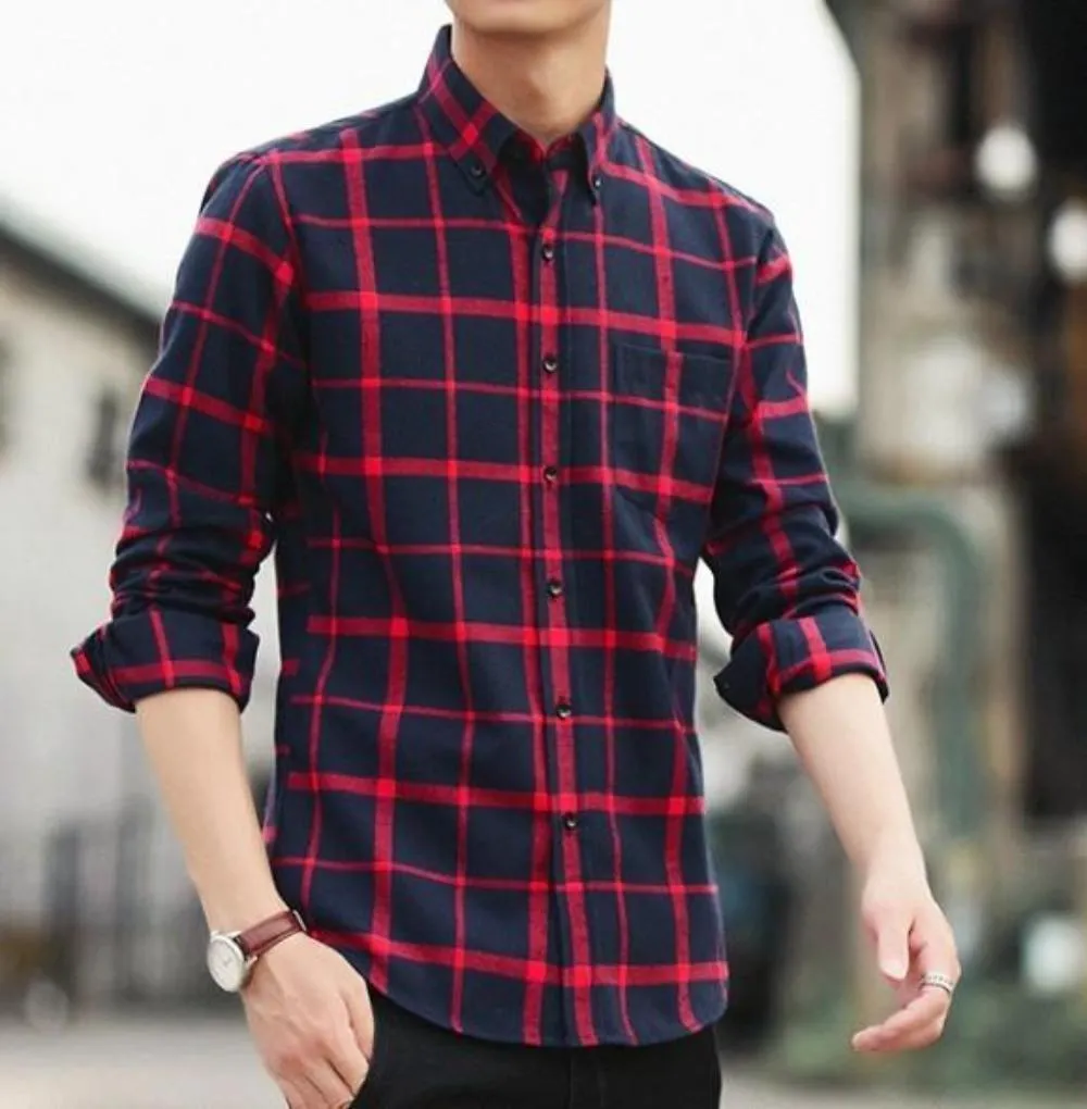 Mens Button Down Plaid Shirt