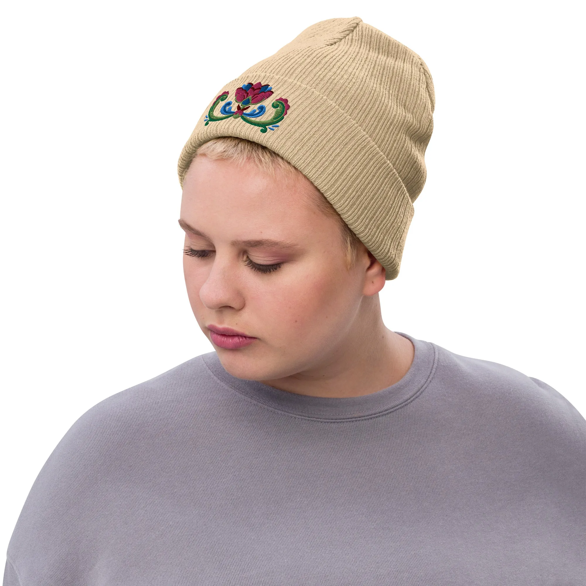 Norwegian Rosemaling Embroidered Beanie