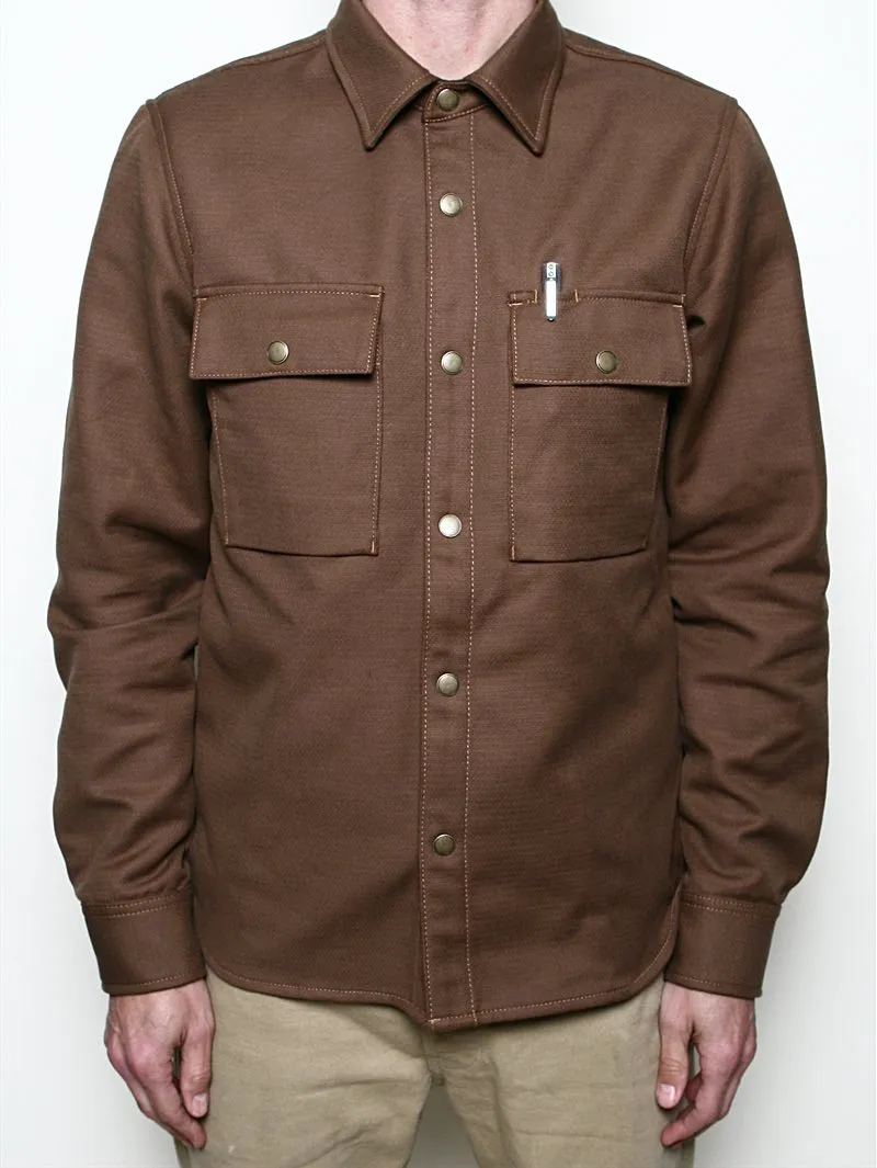 Rogue Territory Brown Oxford Brushed Overshirt