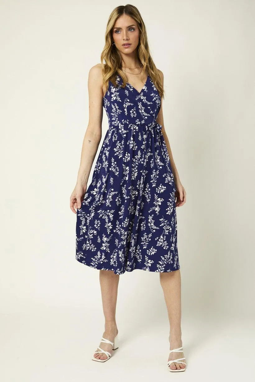 Sleeveless Tie Shoulder Floral Mini Dress