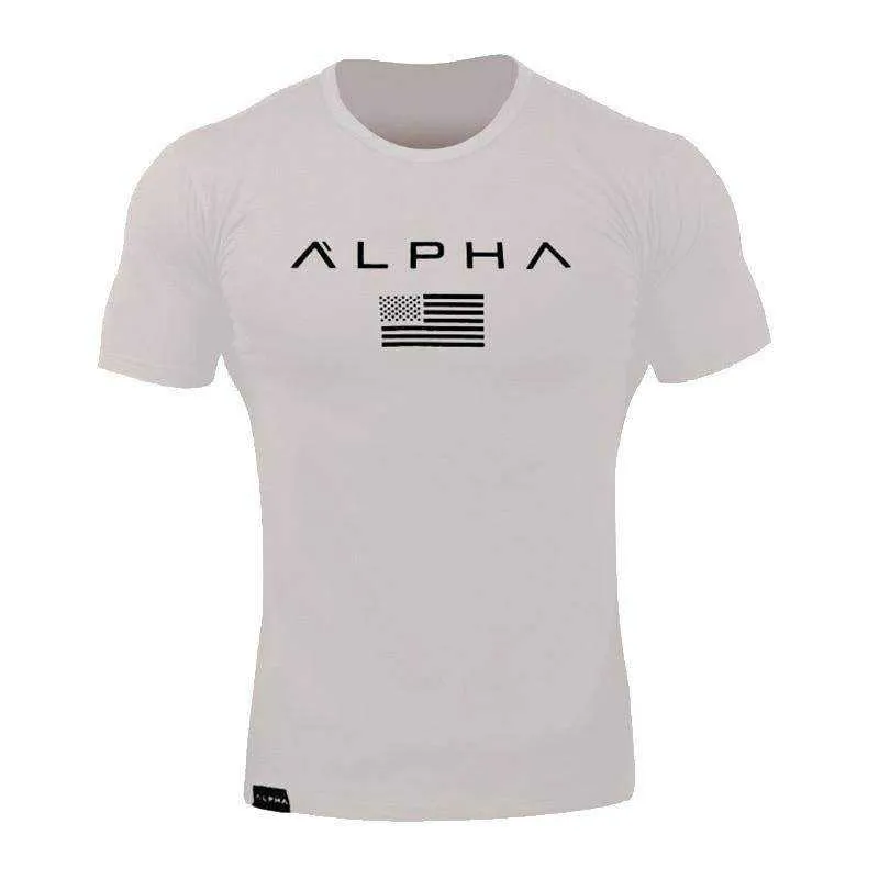 Sports Fitness Fashion Letter Printing Men's Short Sleeve T-shirt
