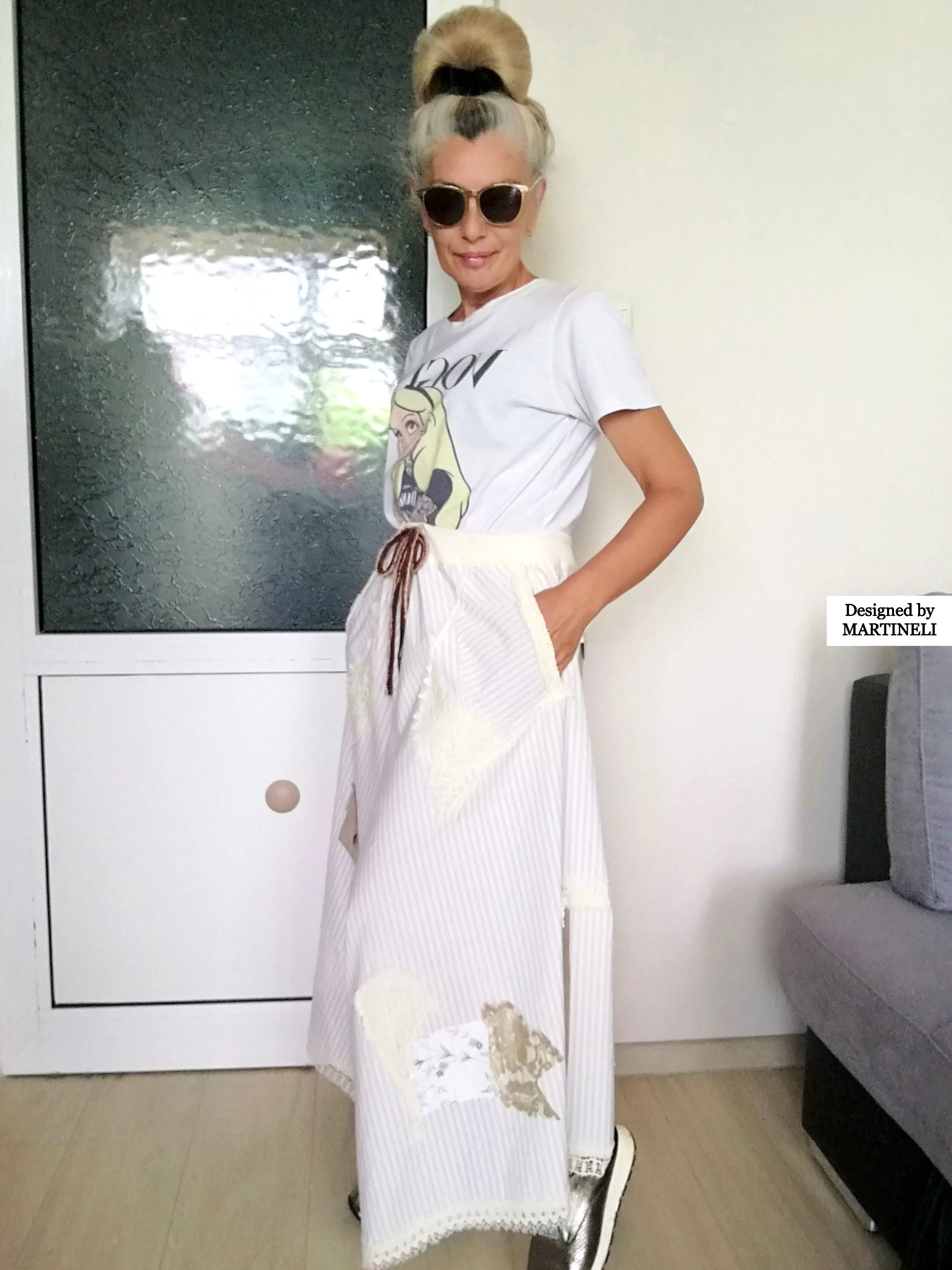 White Drop Crotch Pants For Women M/XL Boho Harem Pants